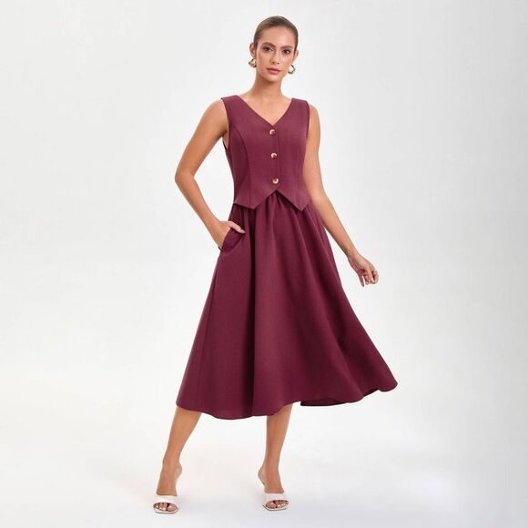 A New Day Dresses & Skirts - A New Day - Women's Layered Waistcoat A-Line Dress - A New Day Red